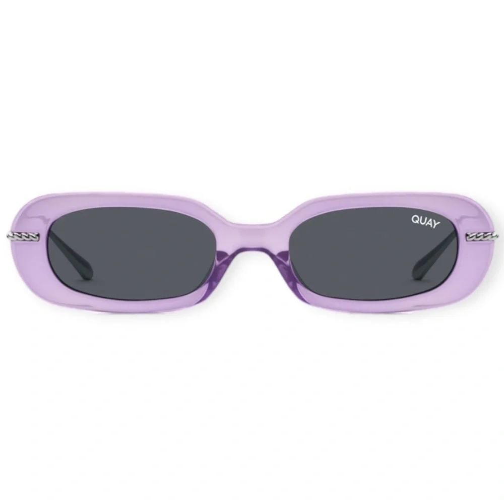 QUAY So Serious Sunglasses Milky Purple & Silver Frame Smoke Lens Retro Y2K NWT